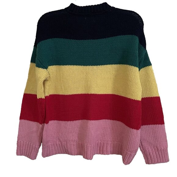 Sundry Striped Crewneck Sweater Women's 1 /Small NWT Multi-color Merino Wool - Picture 3 of 8